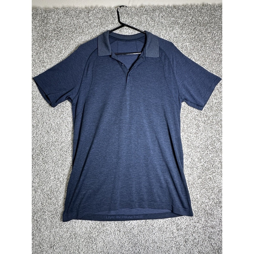 Lululemon Metal Vent Tech 2.0 Polo Mens L Mineral Blue Navy